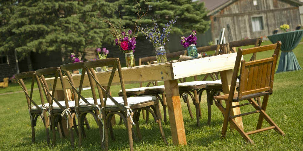 Summer farm dinner outdoor table