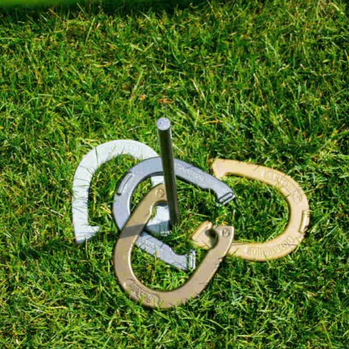 Horseshoes in the grass