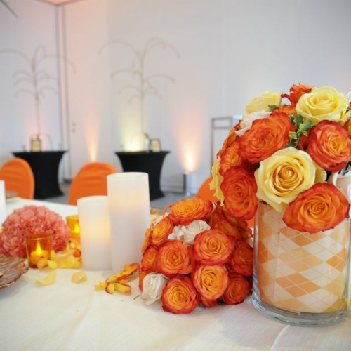 Floral and candle centerpiece design