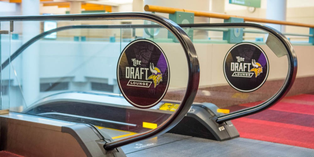 Vikings Draft branded escalator