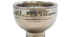 Silver Ceramic Bowl With Mirror Trim 230 x 120