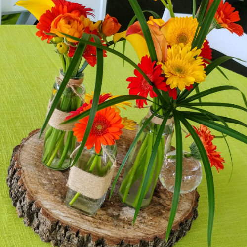 Red and yellow floral centerpiece