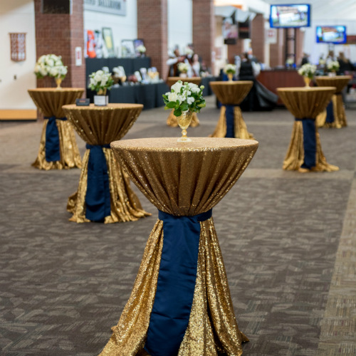Gold and navy cocktail tables