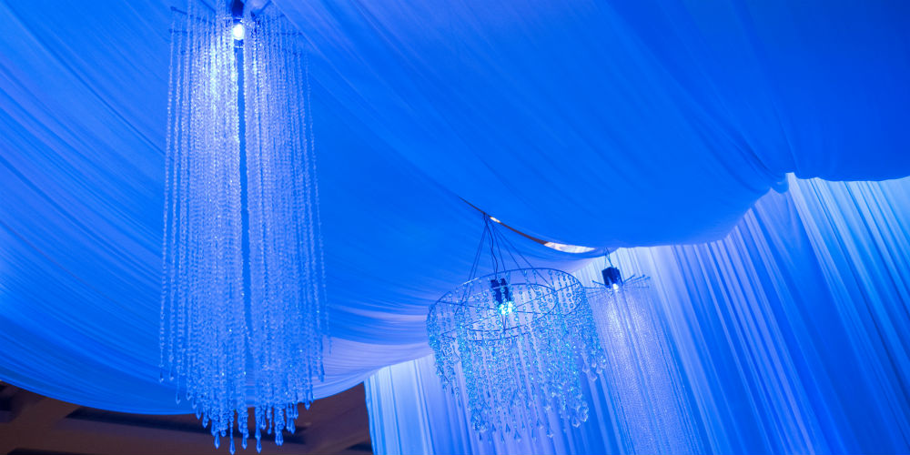 Ceiling drapery at event